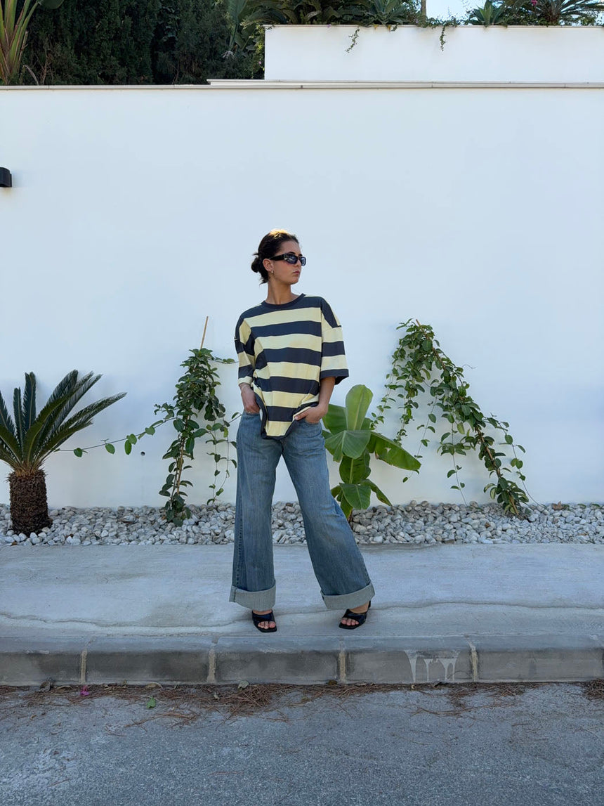 Zinnia oversized t-shirt - Yellow/grey