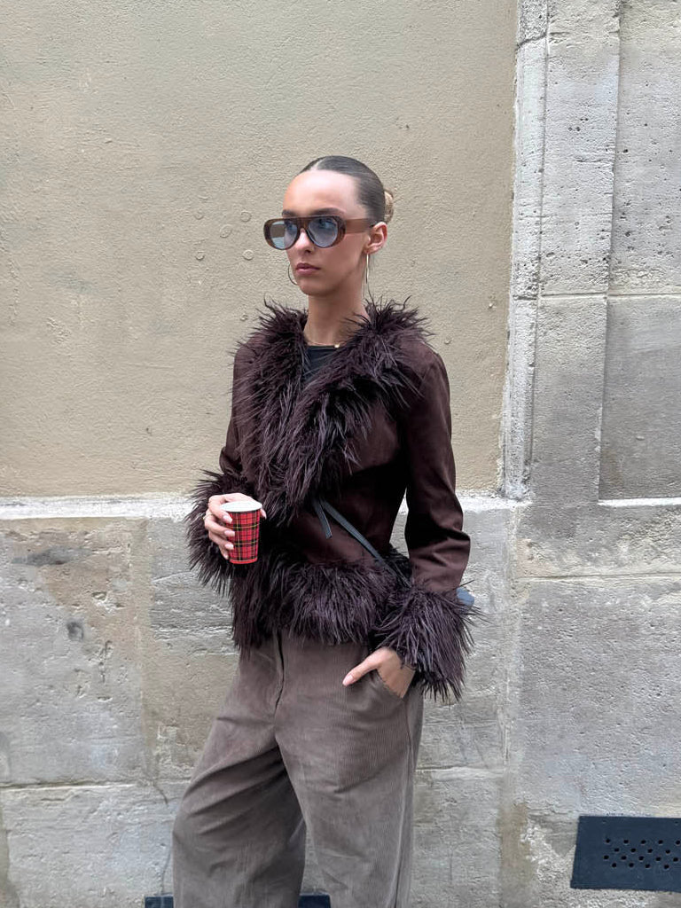 Belindina faux fur jacket - Brown