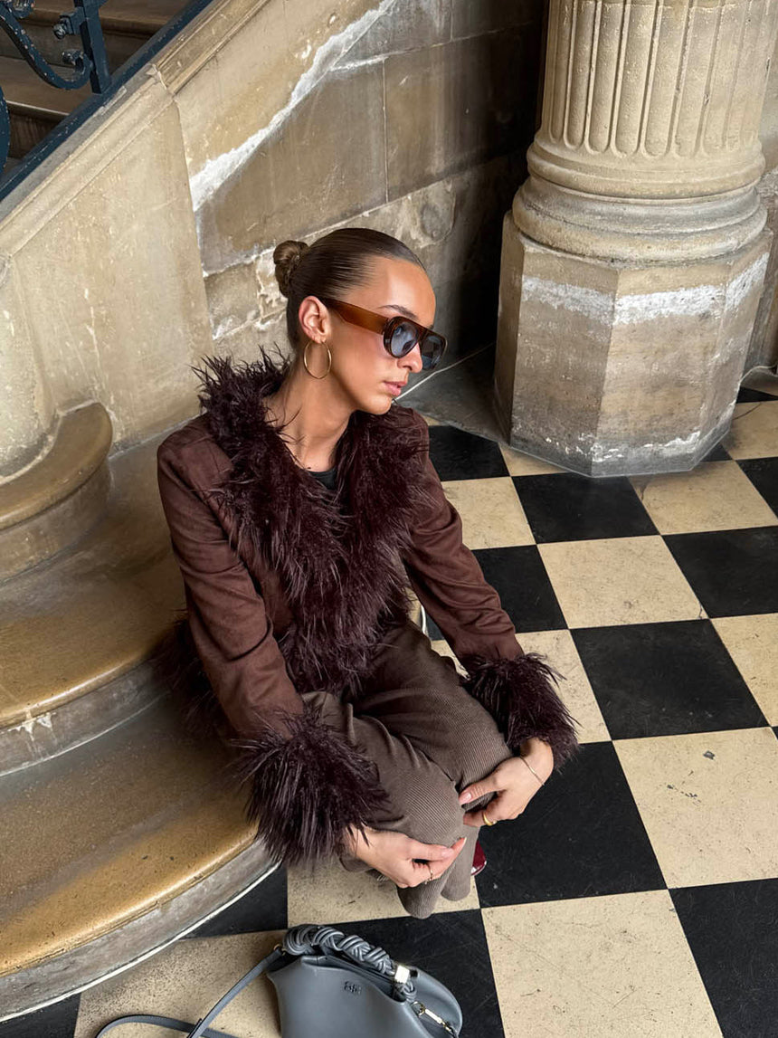 Belindina faux fur jacket - Brown