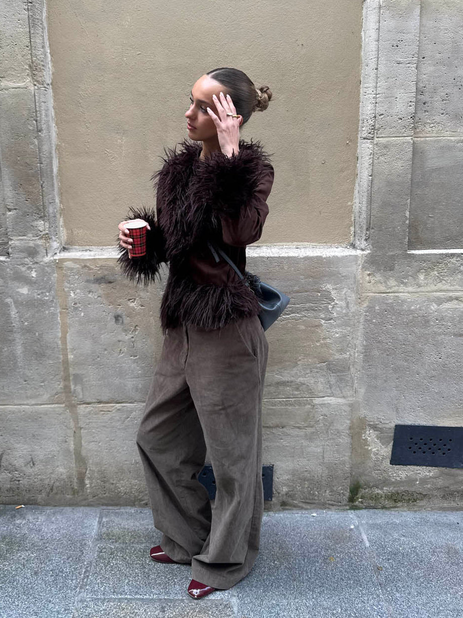 Belindina faux fur jacket - Brown