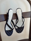 Pepita Heeled Sandal with Polka Dots - Black/White
