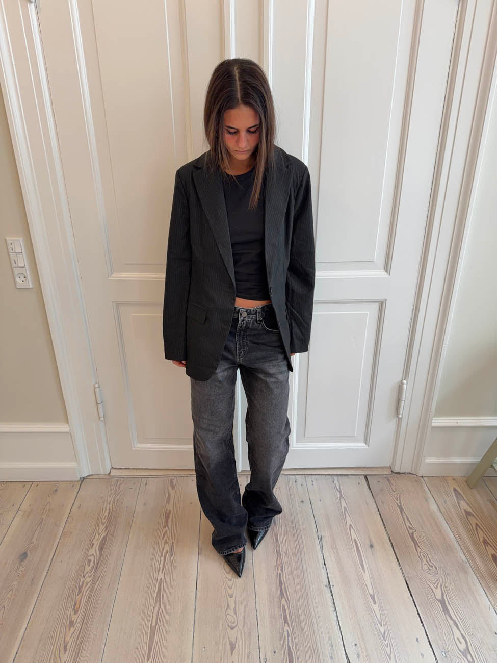 Anine pinstripe blazer/jacket - Black