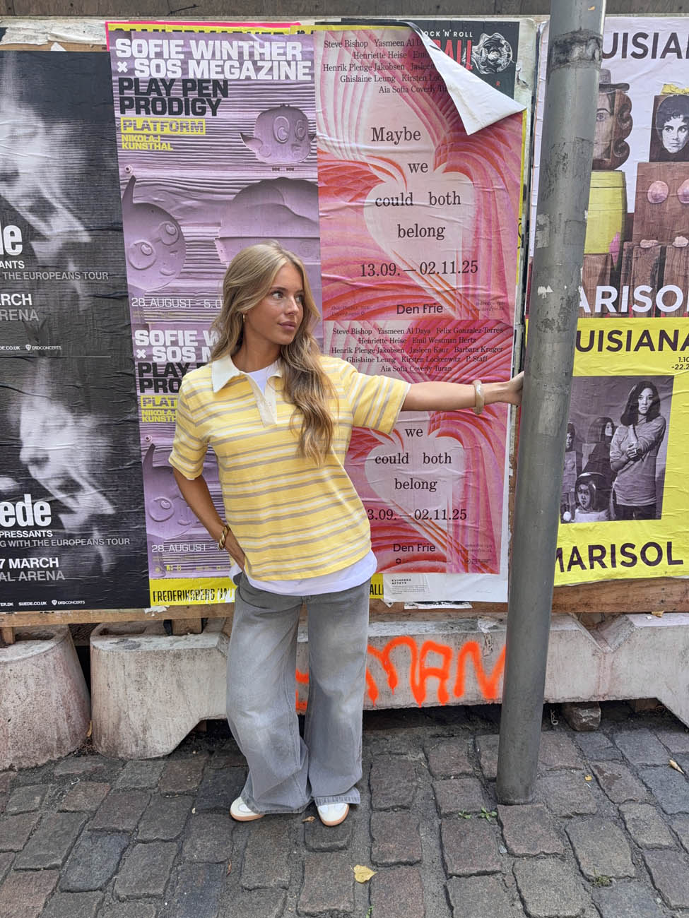 Linna polo with stripes - Yellow/white