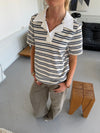 Line striped polo - White/beige/navy