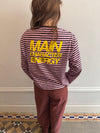 "Main character energy" blouse with stripes - Pink/brown/yellow