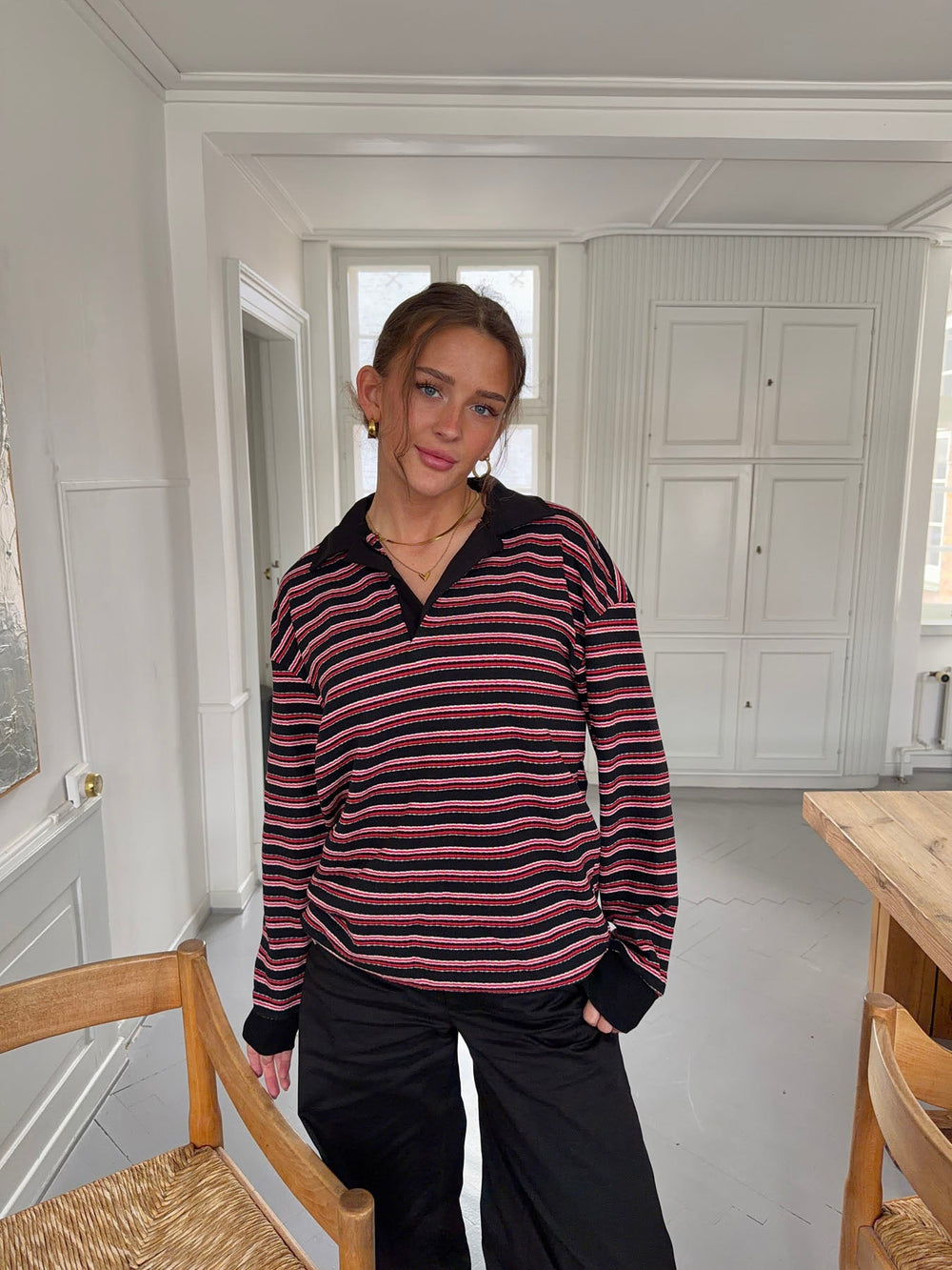 Nova polo with stripes - Red/white/black