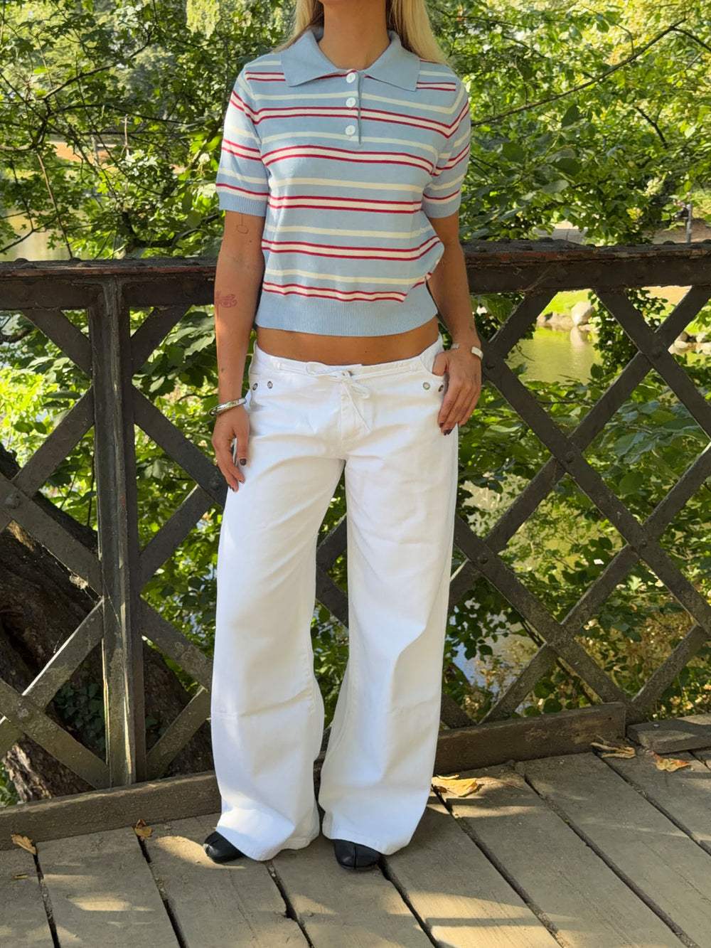 Luca polo with stripes - Blue/red/white