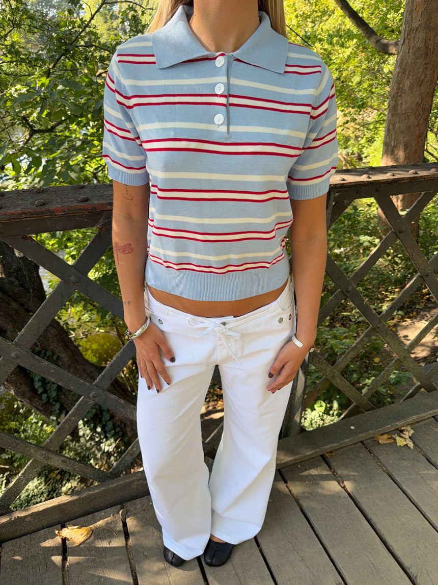 Luca polo with stripes - Blue/red/white
