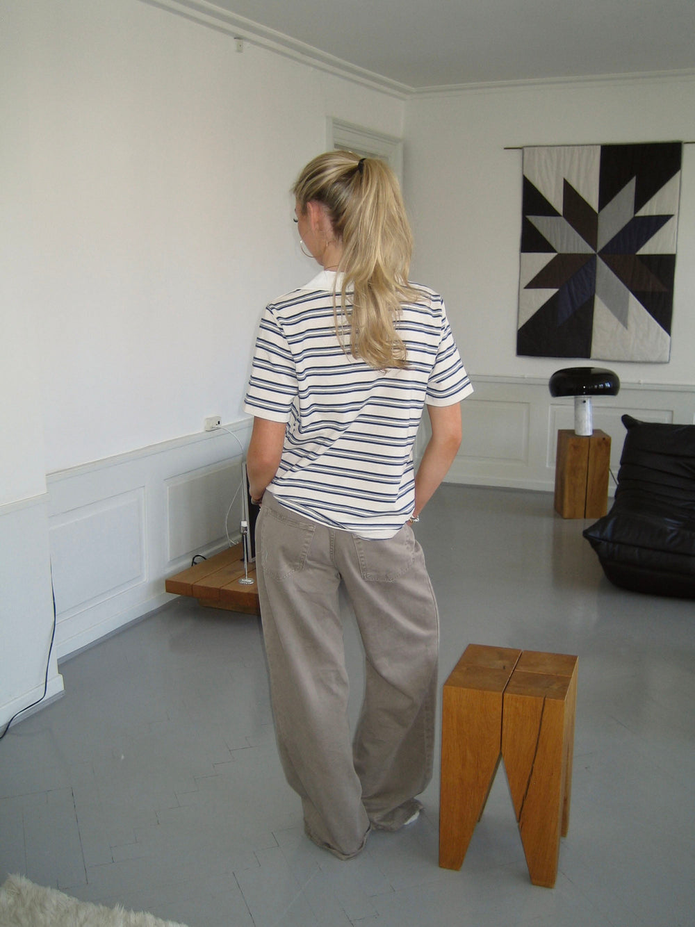 Line striped polo - White/beige/navy