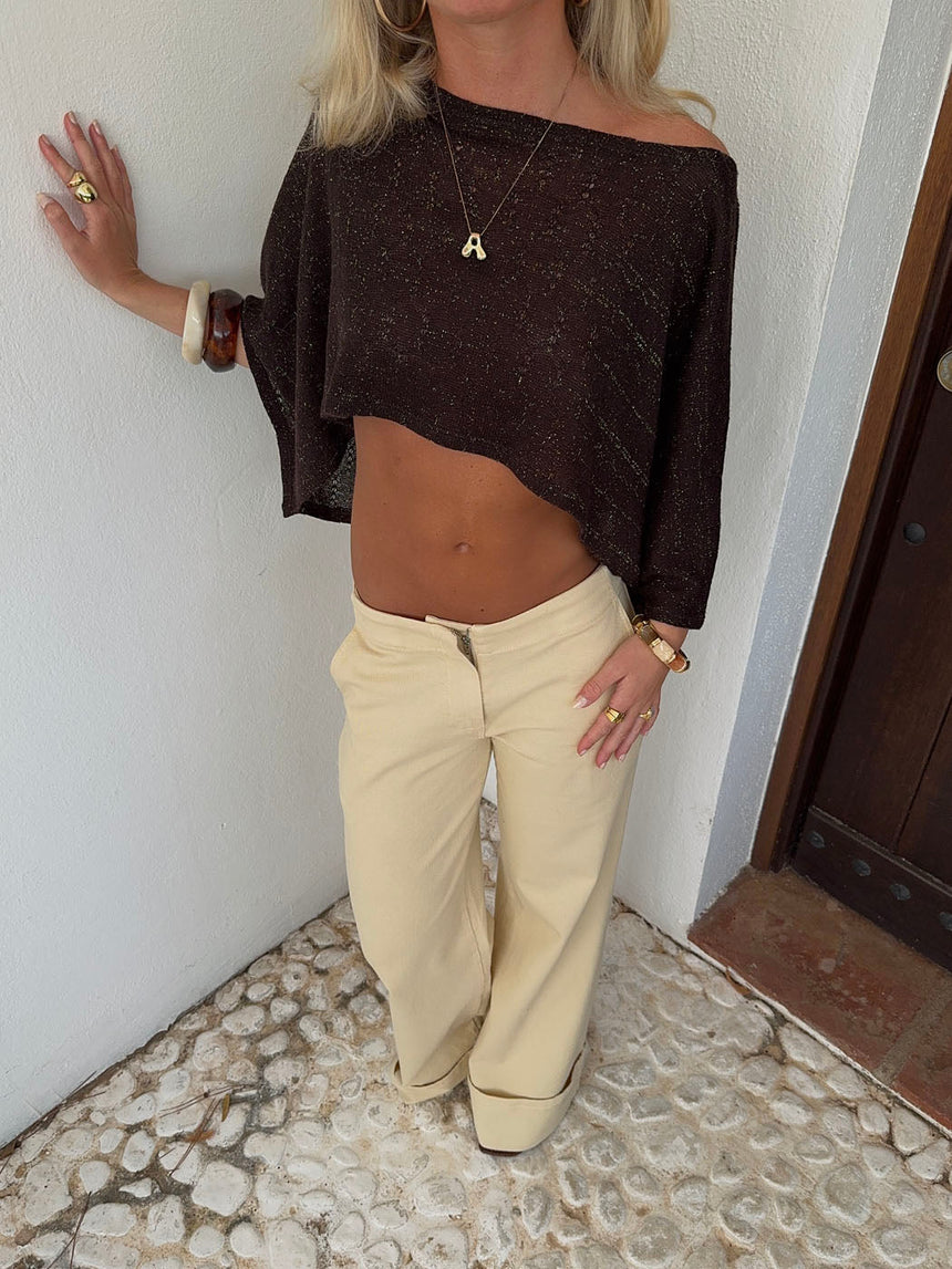 Emilie poncho with glitter – Brown