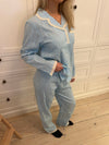 Carol pyjamas set with lace - Light Blue