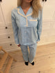 Carol pyjamas set with lace - Light Blue