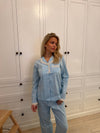 Carol pyjamas set with lace - Light Blue