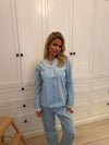 Carol pyjamas set with lace - Light Blue
