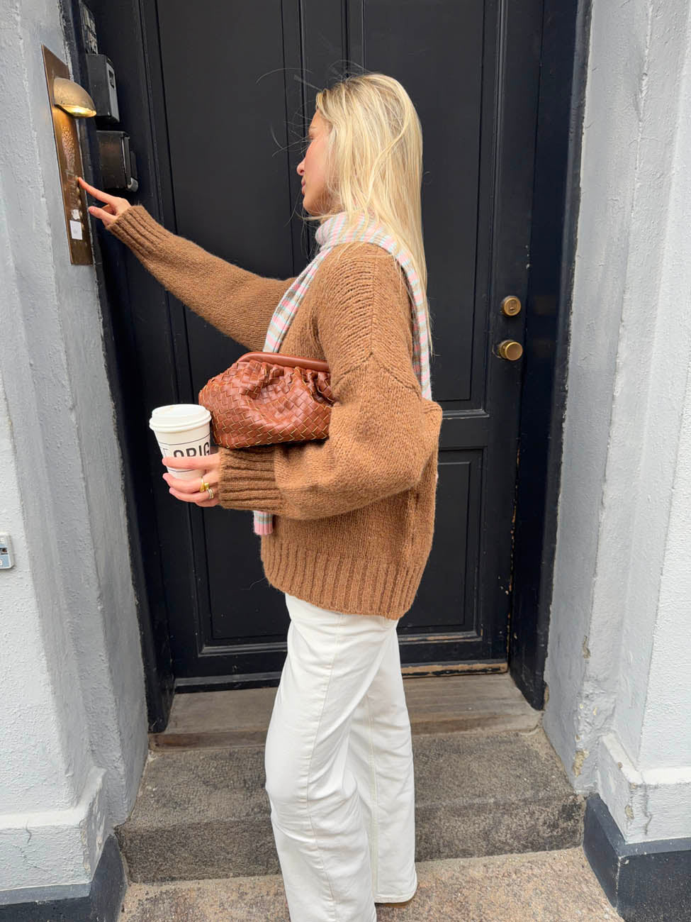 Mio gloves and scarf set – Pink/blue/grey