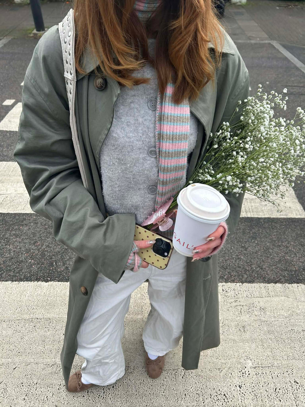 Mio gloves and scarf set – Pink/blue/grey