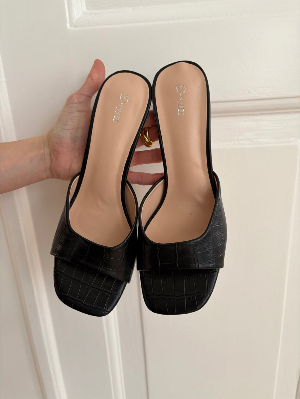 Christie heels - Black snake skin