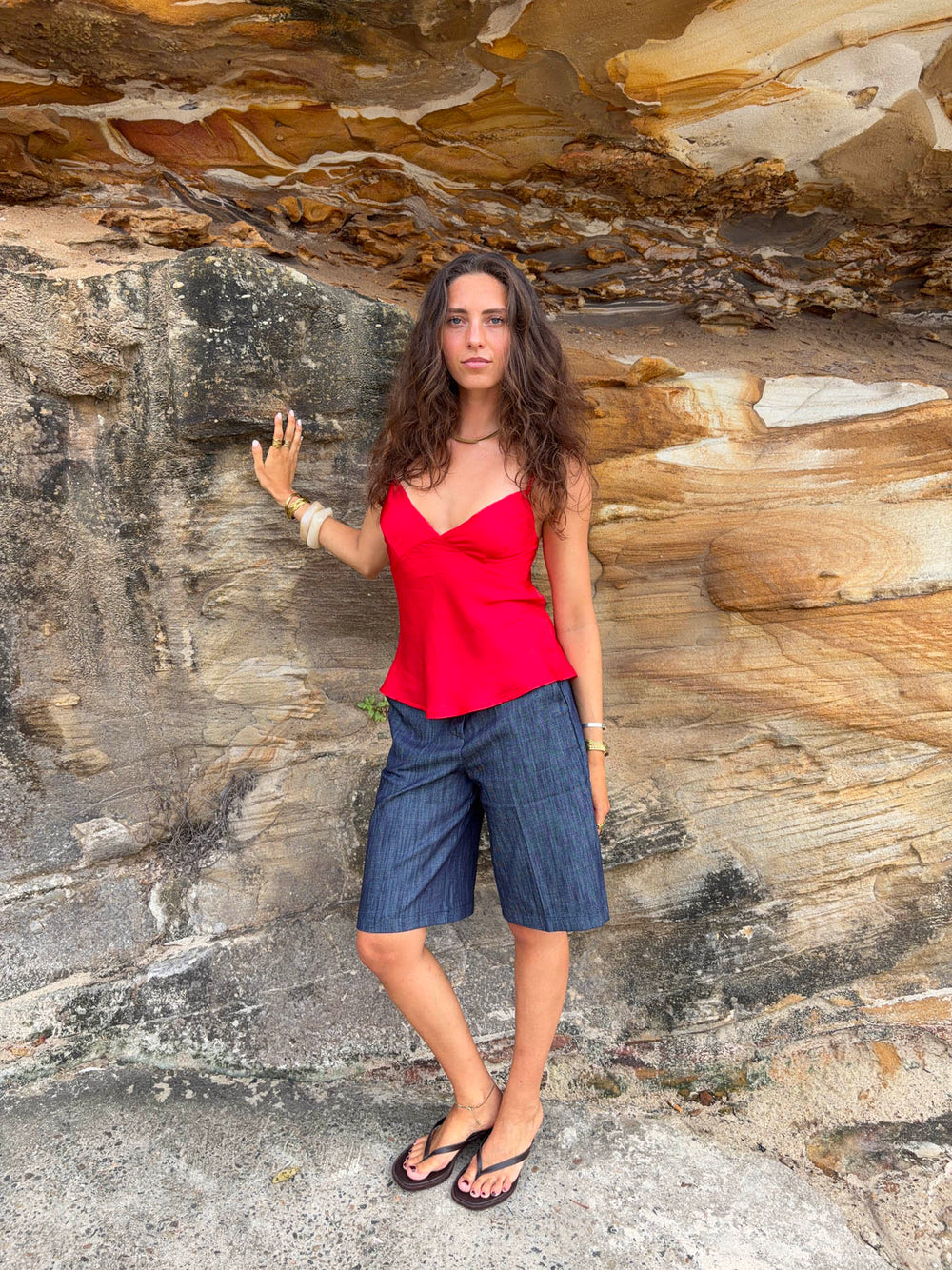 Melivia satin top – Red