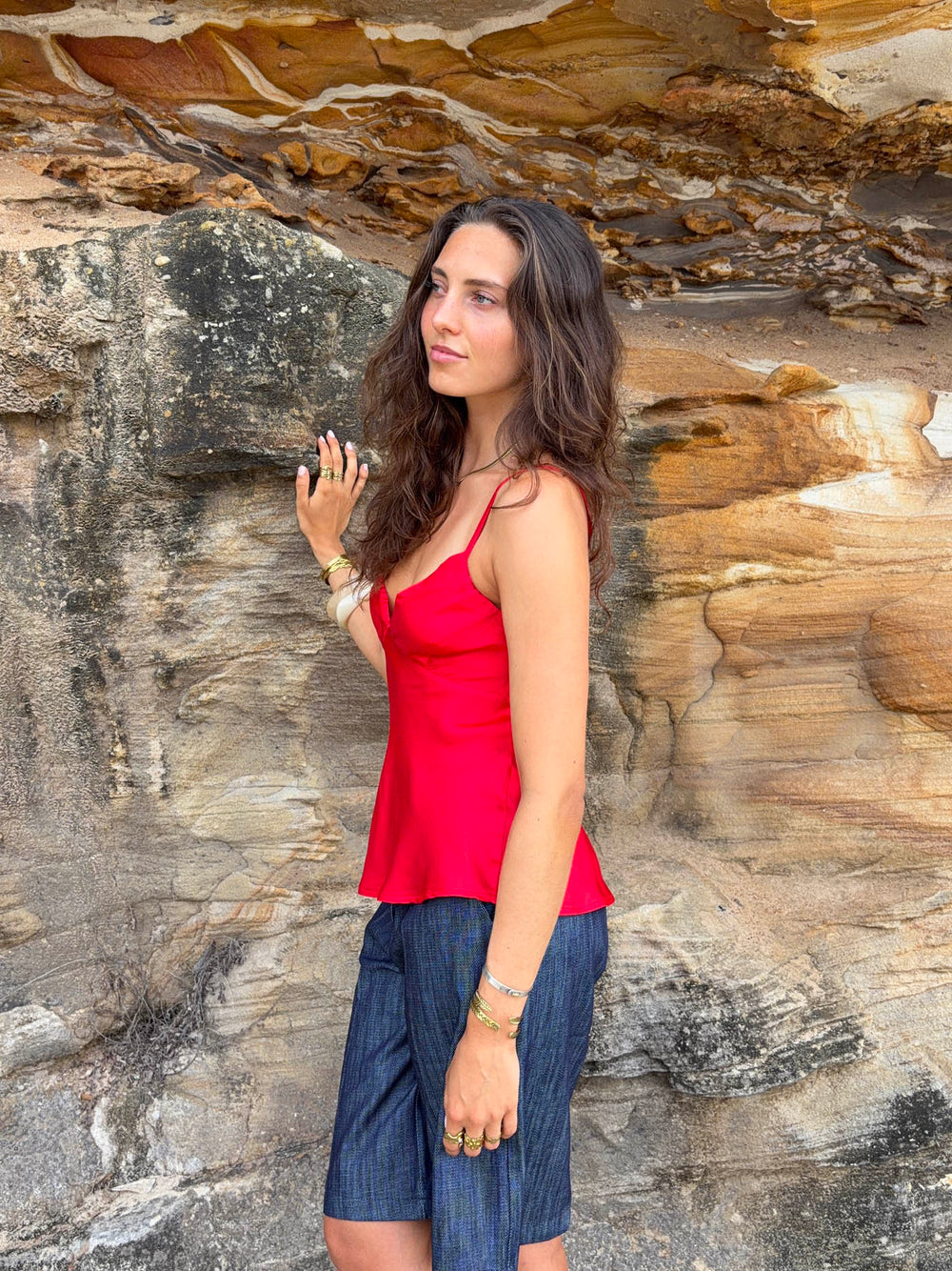 Melivia satin top – Red