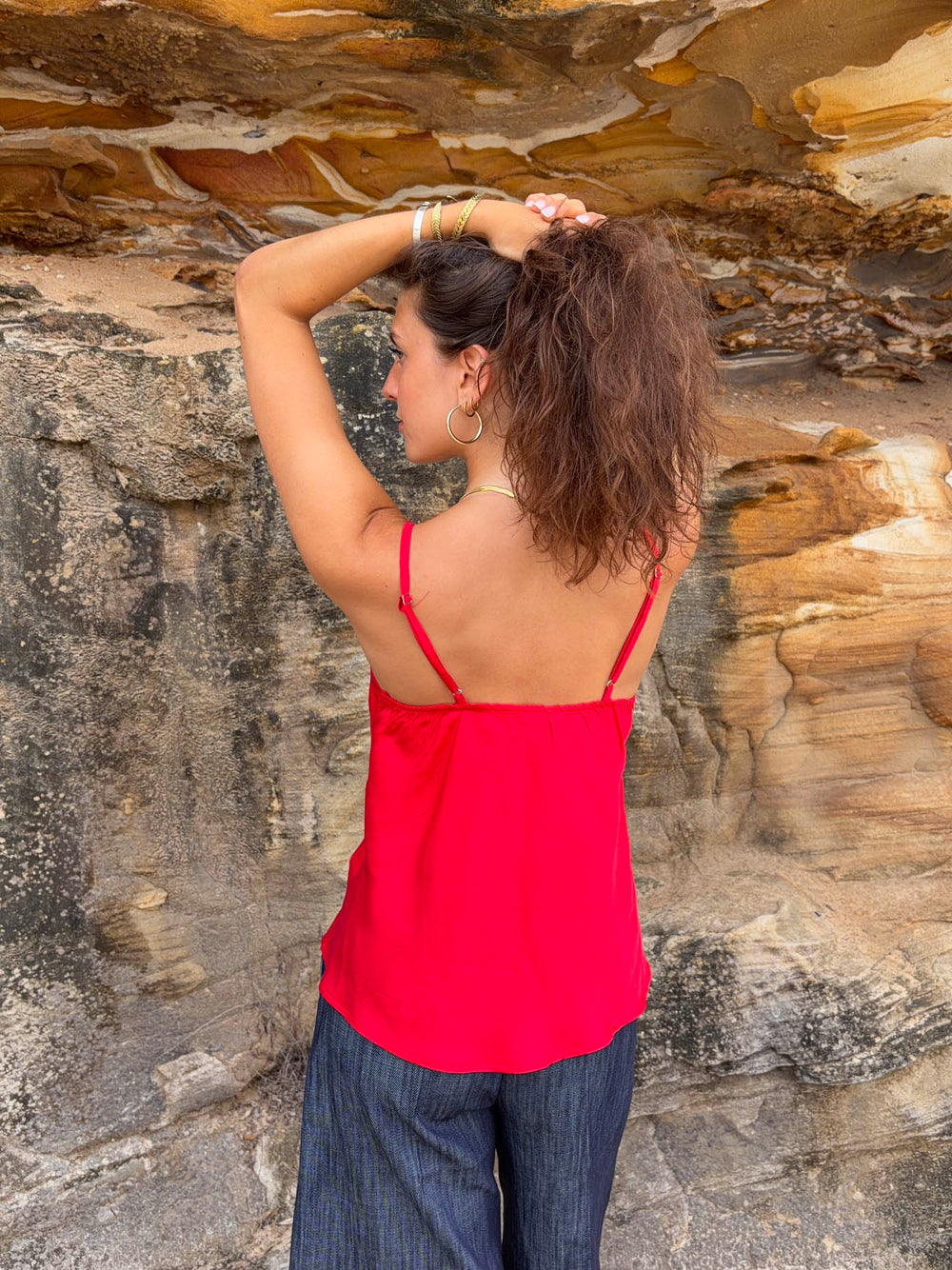 Melivia satin top – Red