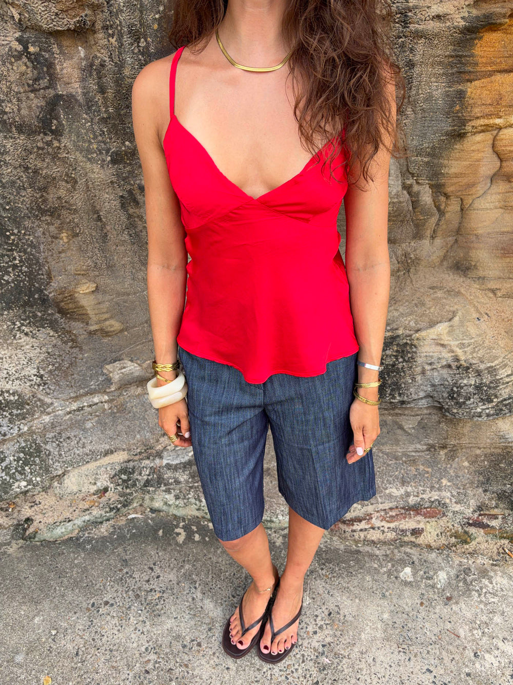 Melivia satin top – Red