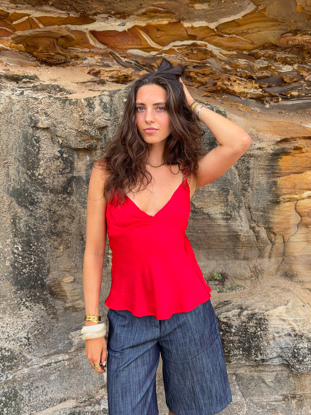 Melivia satin top – Red