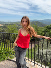 Melivia satin top – Red