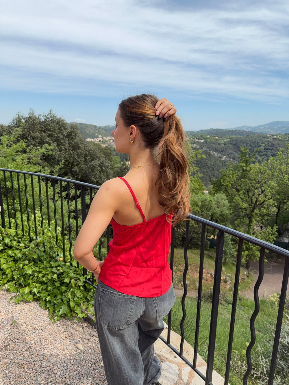 Melivia satin top – Red