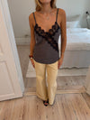 Ava satin top with lace - Grey/black