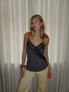 Ava satin top with lace - Grey/black