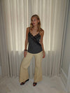 Ava satin top with lace - Grey/black