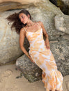 Charline satin dress - White/orange