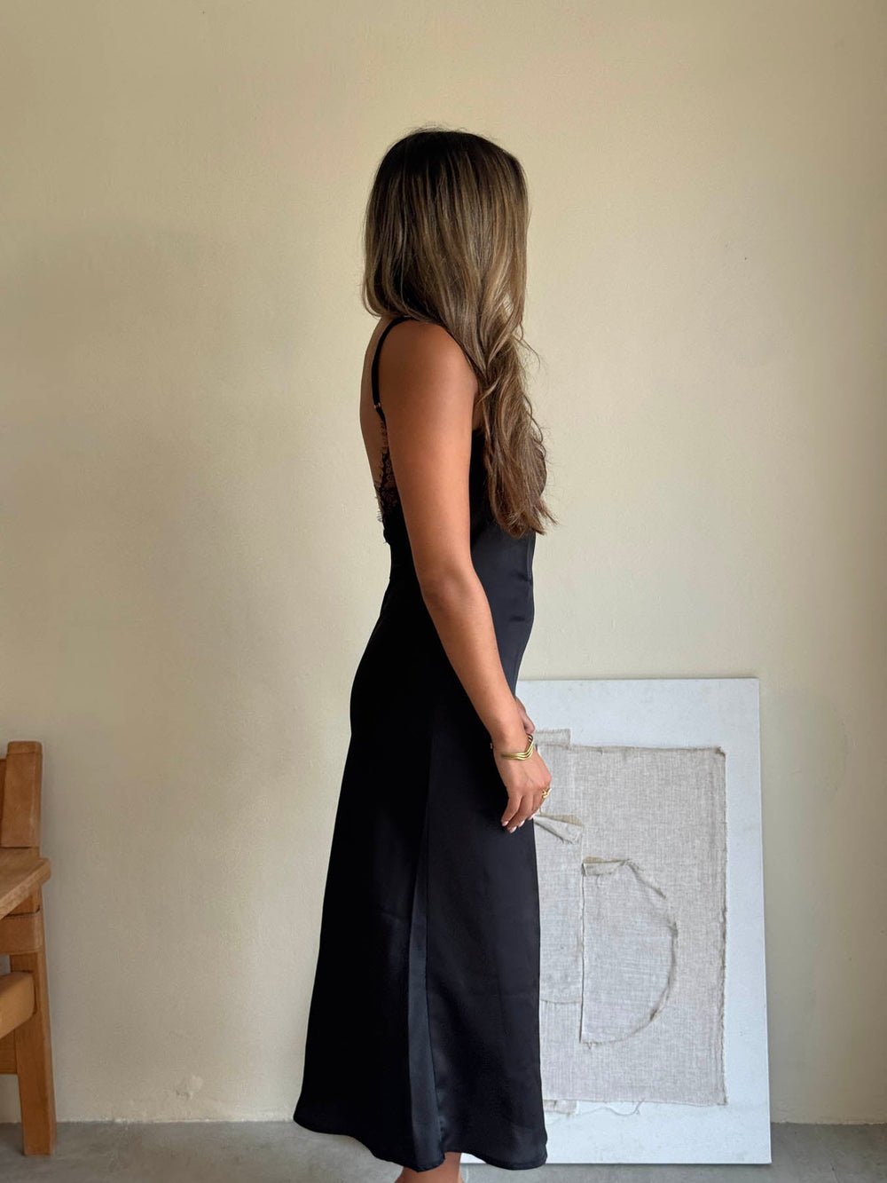 Minnie satin dress - Black