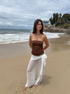 Belle satin top - Brown