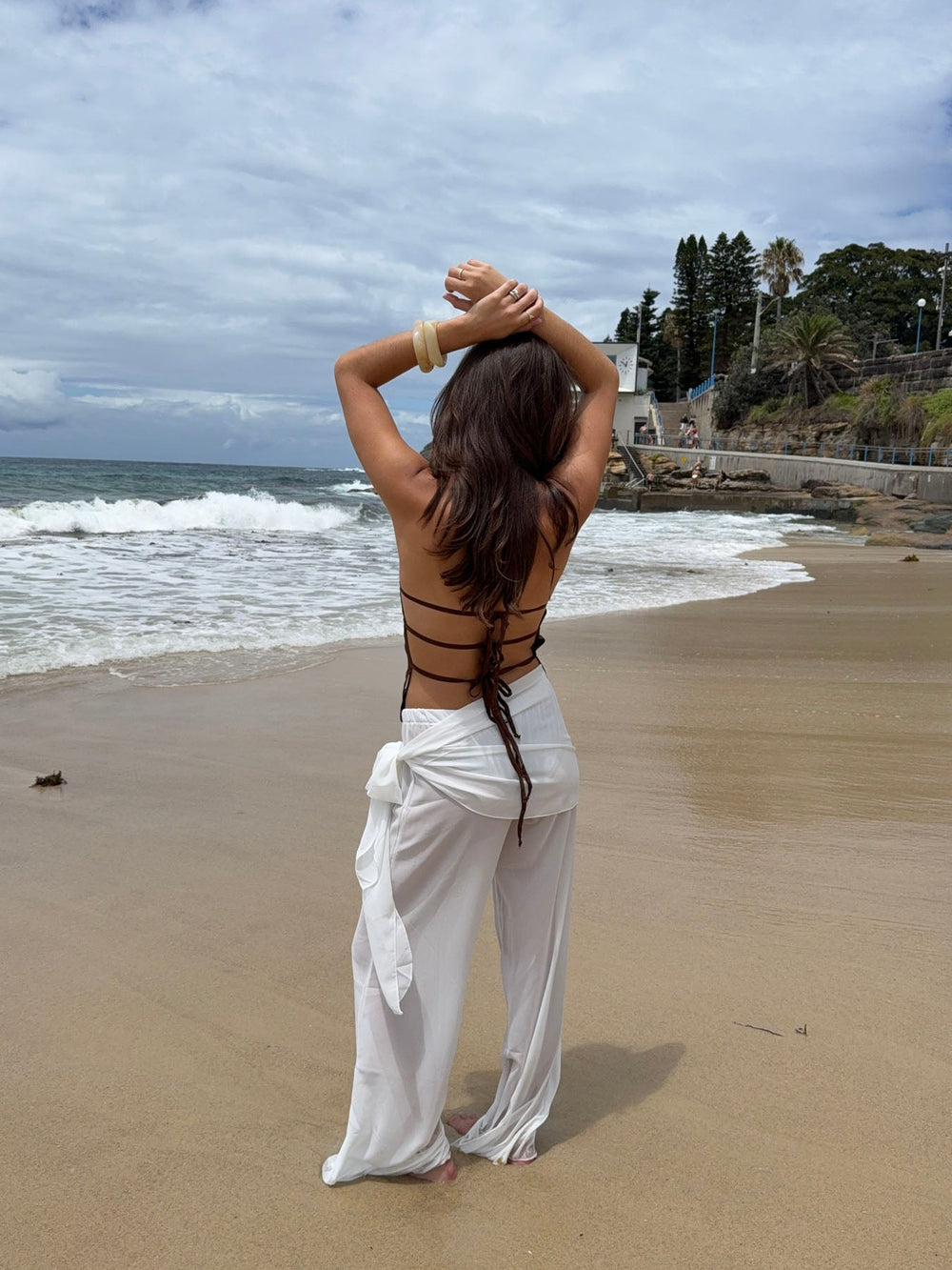 Belle satin top - Brown