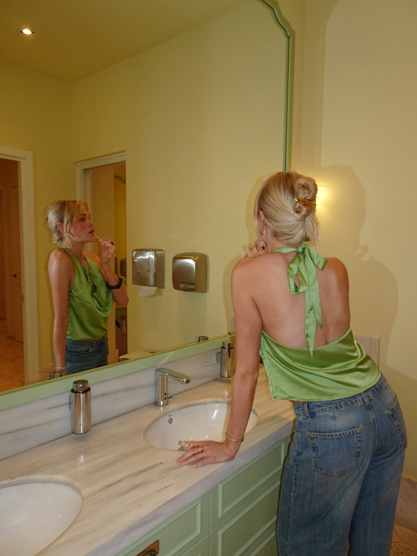 Milena satin top with tie detail