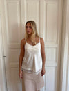 Daniana satin top with lace - White
