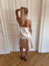 Daniana satin top with lace - White