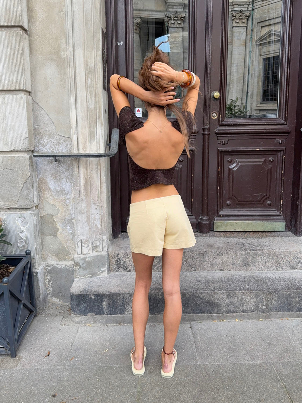 Filippa shorts with buckle – Yellow