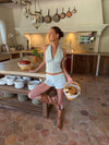Fylina shorts with stripes - Light blue/white