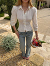 Smilly tailored shirt with embroidery – White