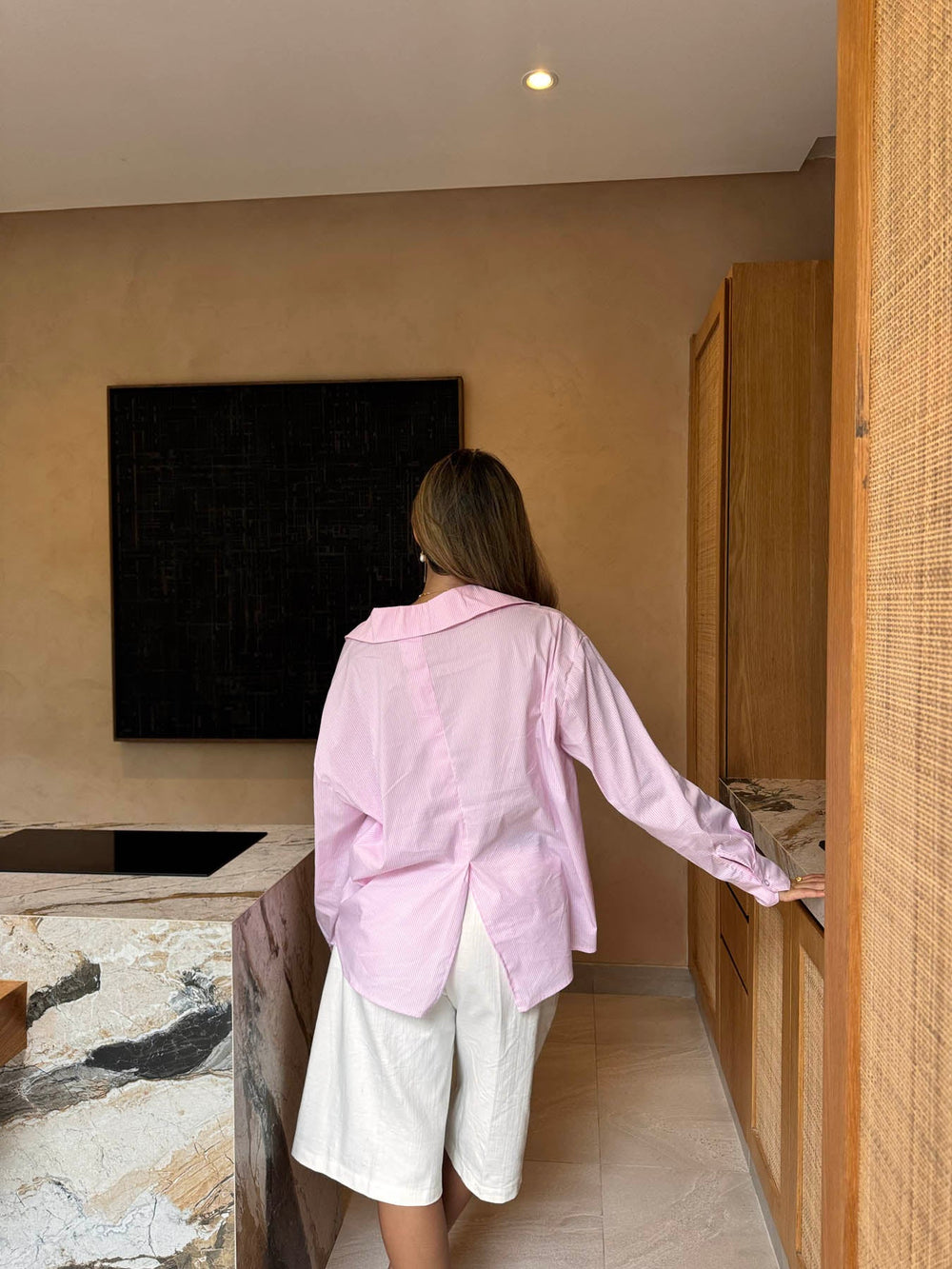 Kendall button shirt with stripes - Pink/white