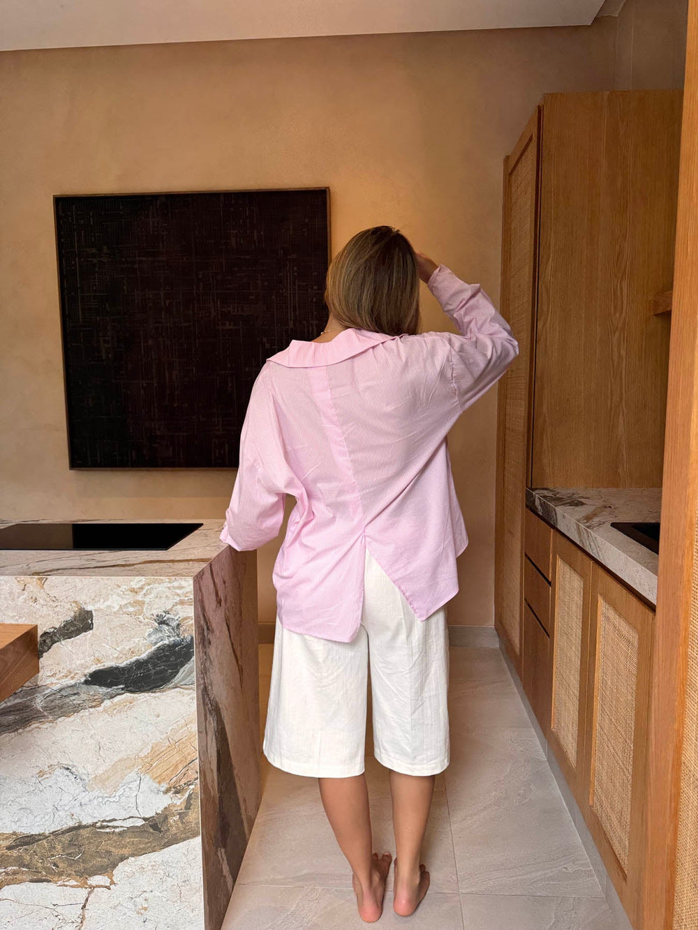 Kendall button shirt with stripes - Pink/white