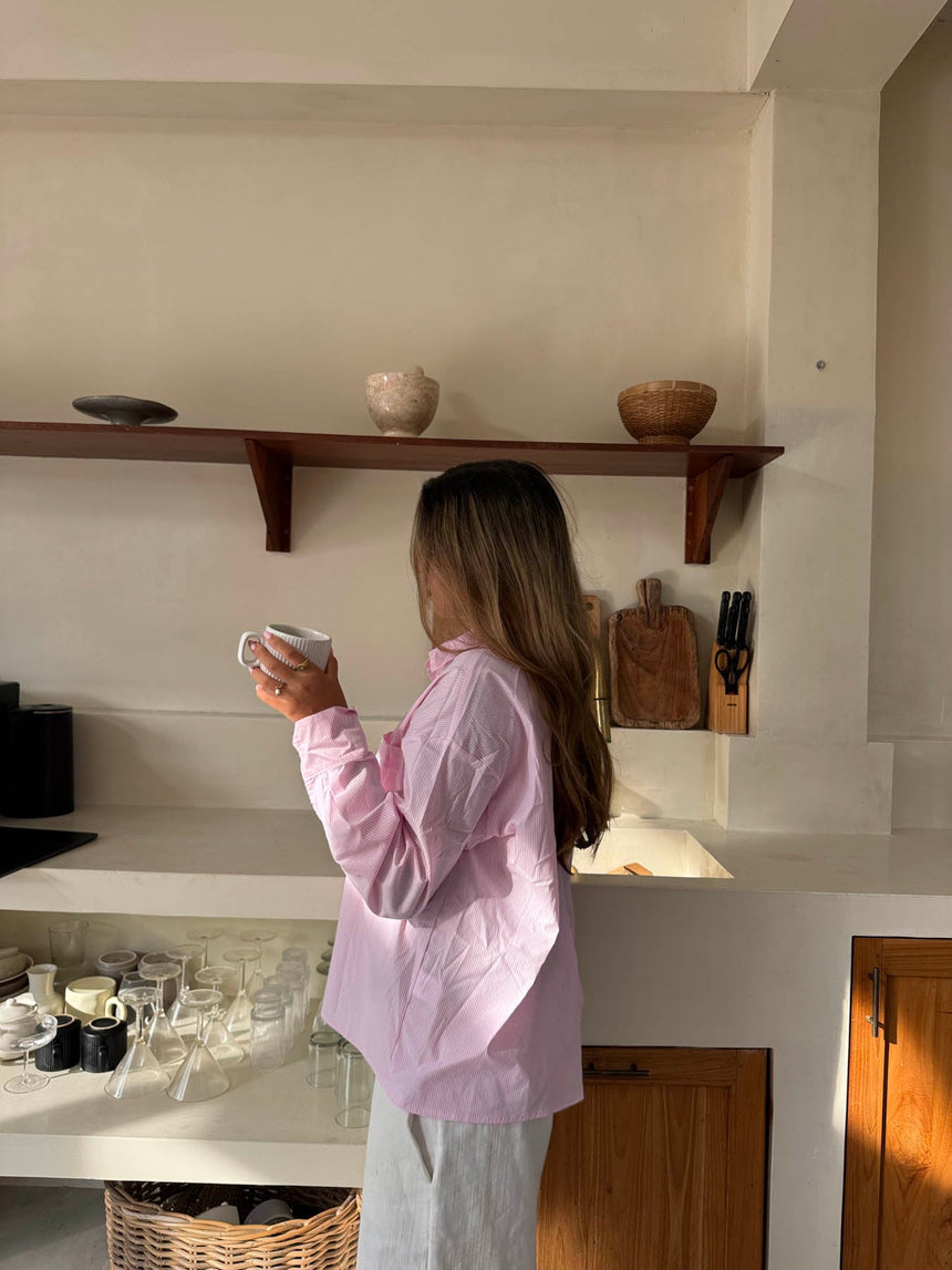 Kendall button shirt with stripes - Pink/white