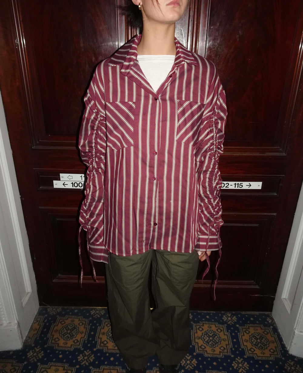 Sabina shirt with stripes - Burgundy/beige