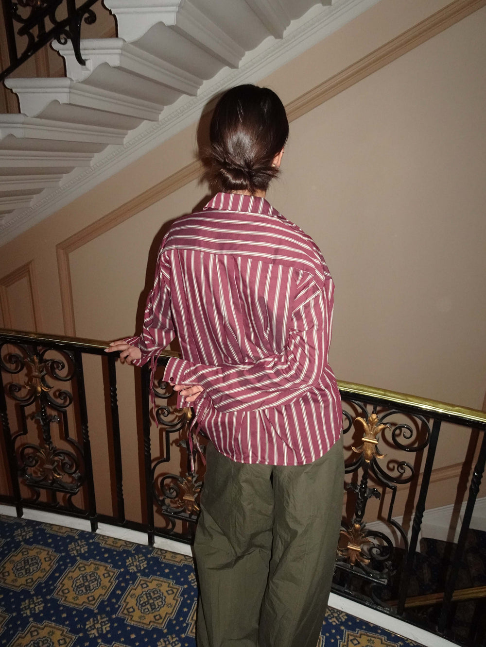 Sabina shirt with stripes - Burgundy/beige