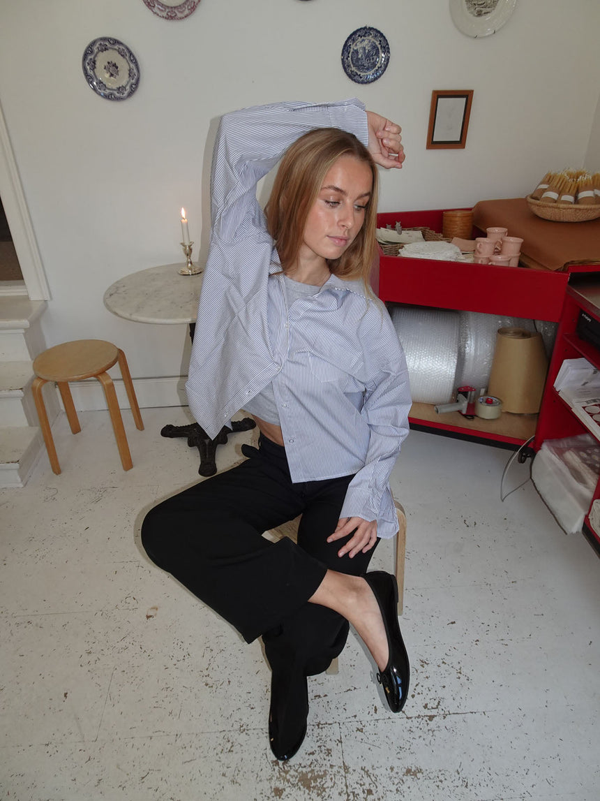 Kendall button shirt with stripes - Light grey/white