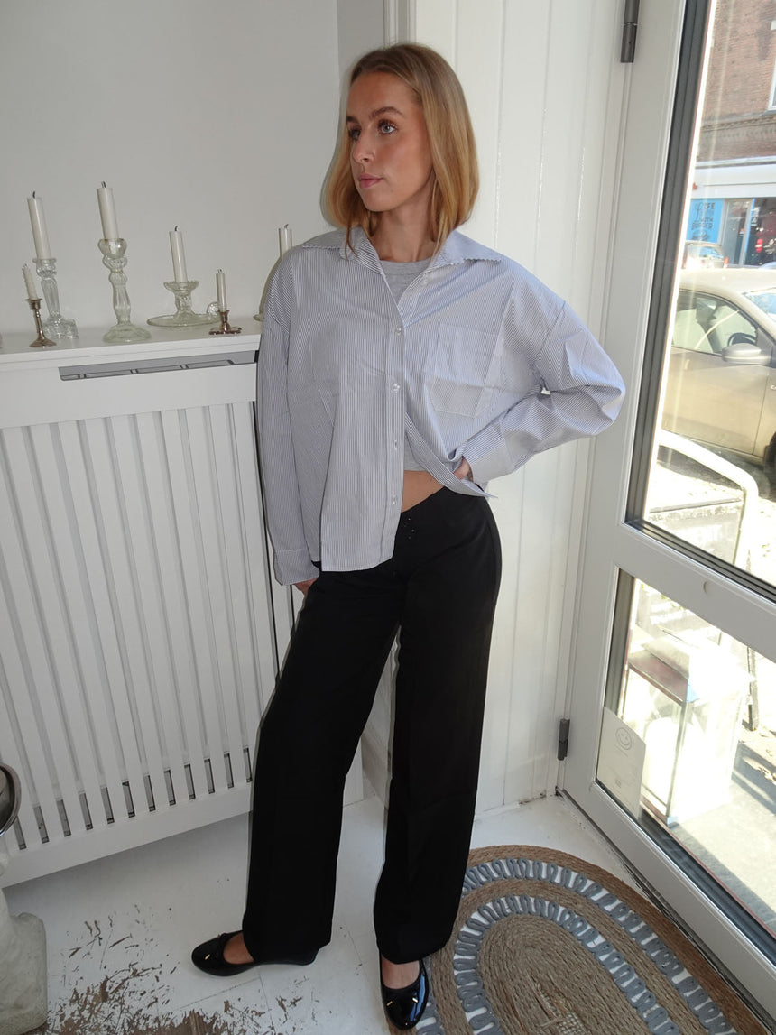 Kendall button shirt with stripes - Light grey/white