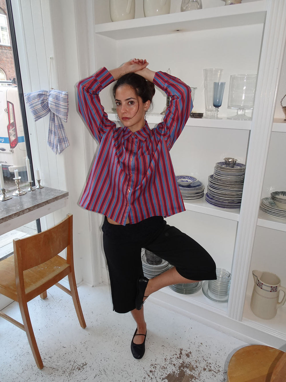 Kendall button shirt with stripes - Pink/blue