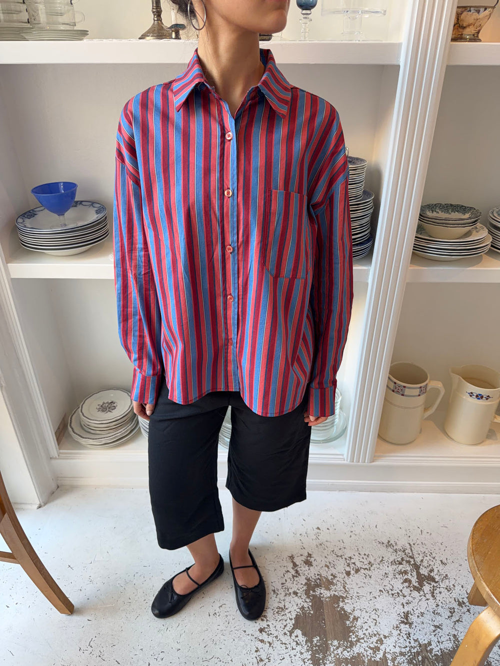 Kendall button shirt with stripes - Pink/blue